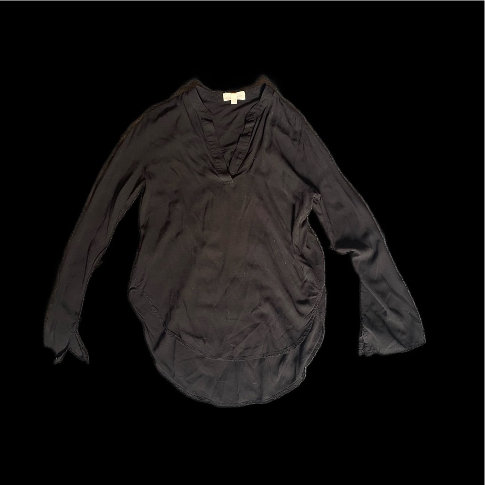 Anthro: Cloth + Stone Black Semi Sheer Long Sleeve